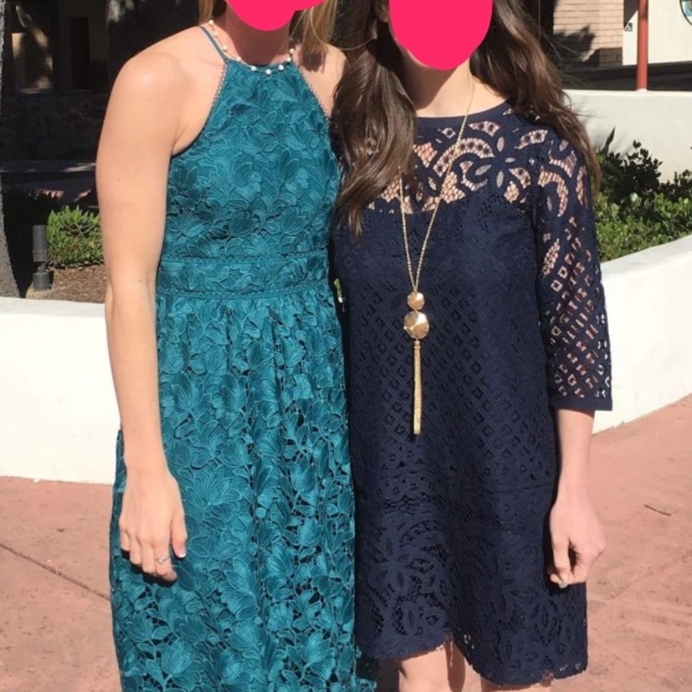 Ann Taylor LOFT Lace Navy Shift Dress
